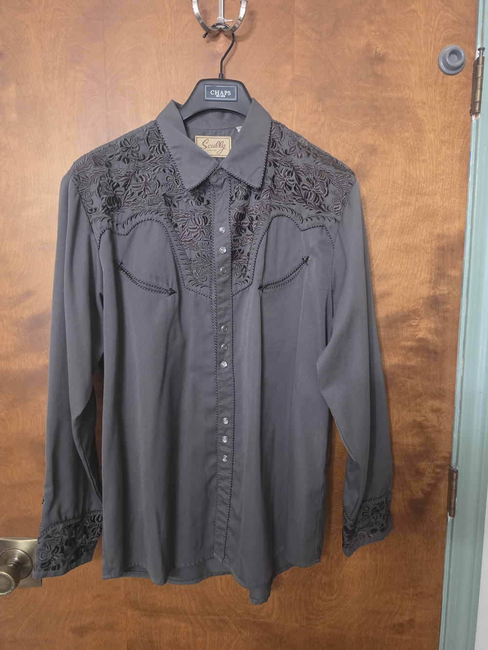 Scully Black Western Embroidered Button-Down Shirt